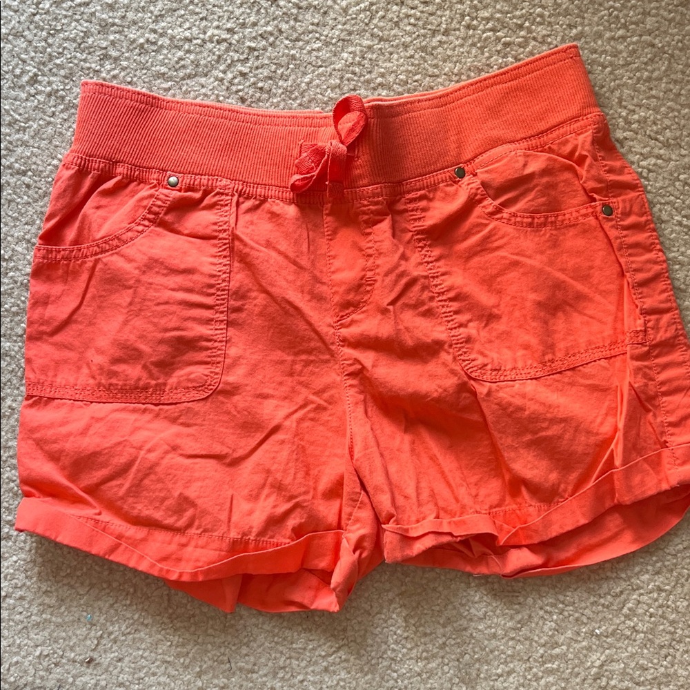 Arizona Jean Company Vibrant Orange Cargo Pull Up Shorts 🩳 size 12.5 Plus